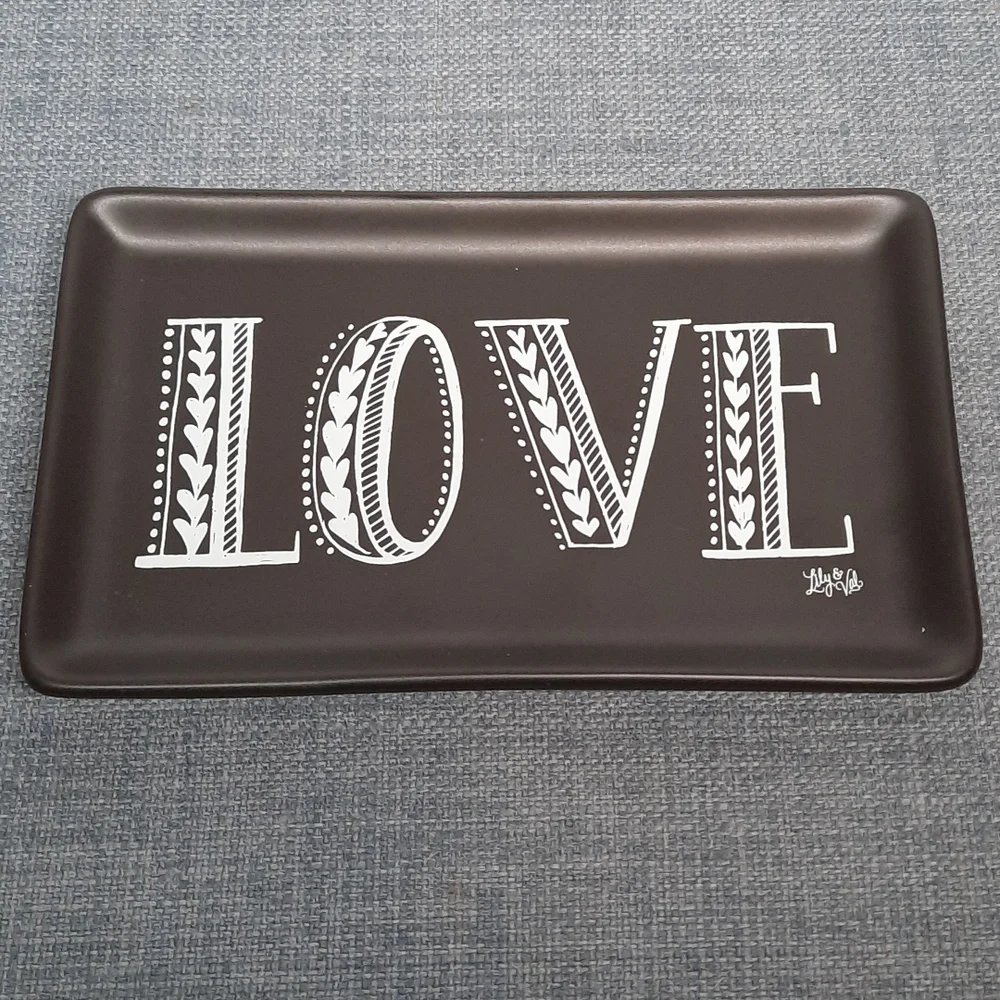 Ceramic Trinket Tray LOVE Love Dresser Dish Organizer